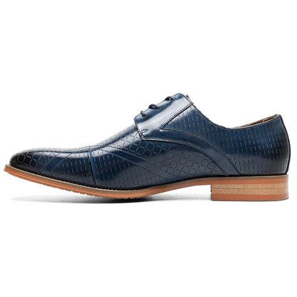 Stacy Adams Men’s Blue Textured Leather Cap Toe Oxfords Hobson