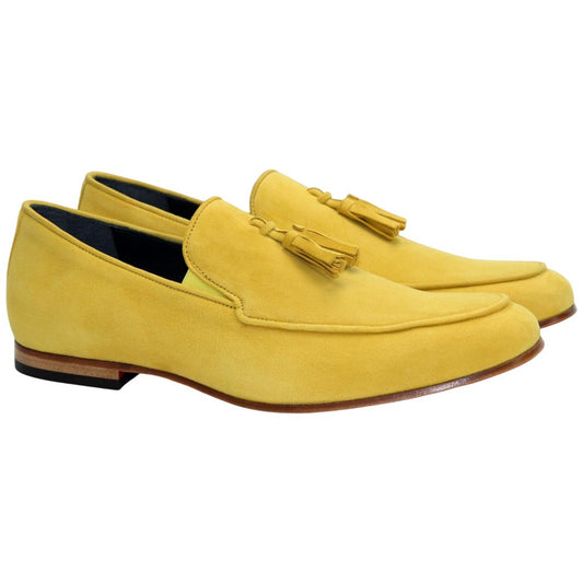 Anzio Yellow Suede Dress Slip On | Duca Dress Loafers for Men