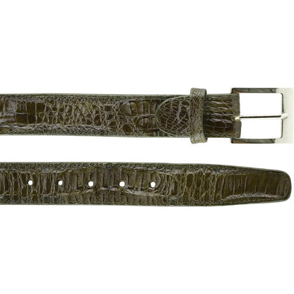 Belvedere Men's Olive Caiman Crocodile Belt