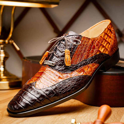 Marco Di Milano Luciano Caiman Brown/Cognac Wingtips Shoes
