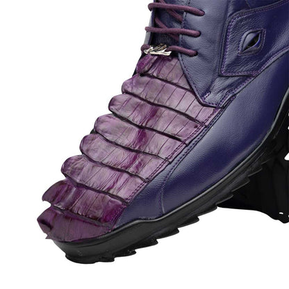 Marco Di Milano Udine Genuine Hornback Caiman & Calf Leather Sneaker – Purple
