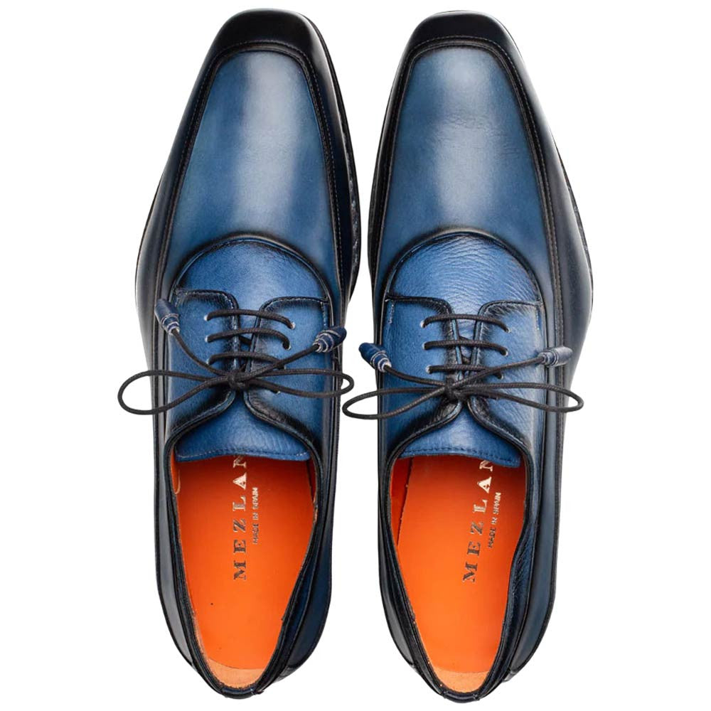 Bowery Calfskin/Deerskin Navy Multi Derby | Mezlan of Spain Dress Shoes for Men