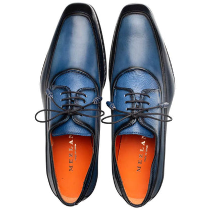 Bowery Calfskin/Deerskin Navy Multi Derby | Mezlan of Spain Dress Shoes for Men