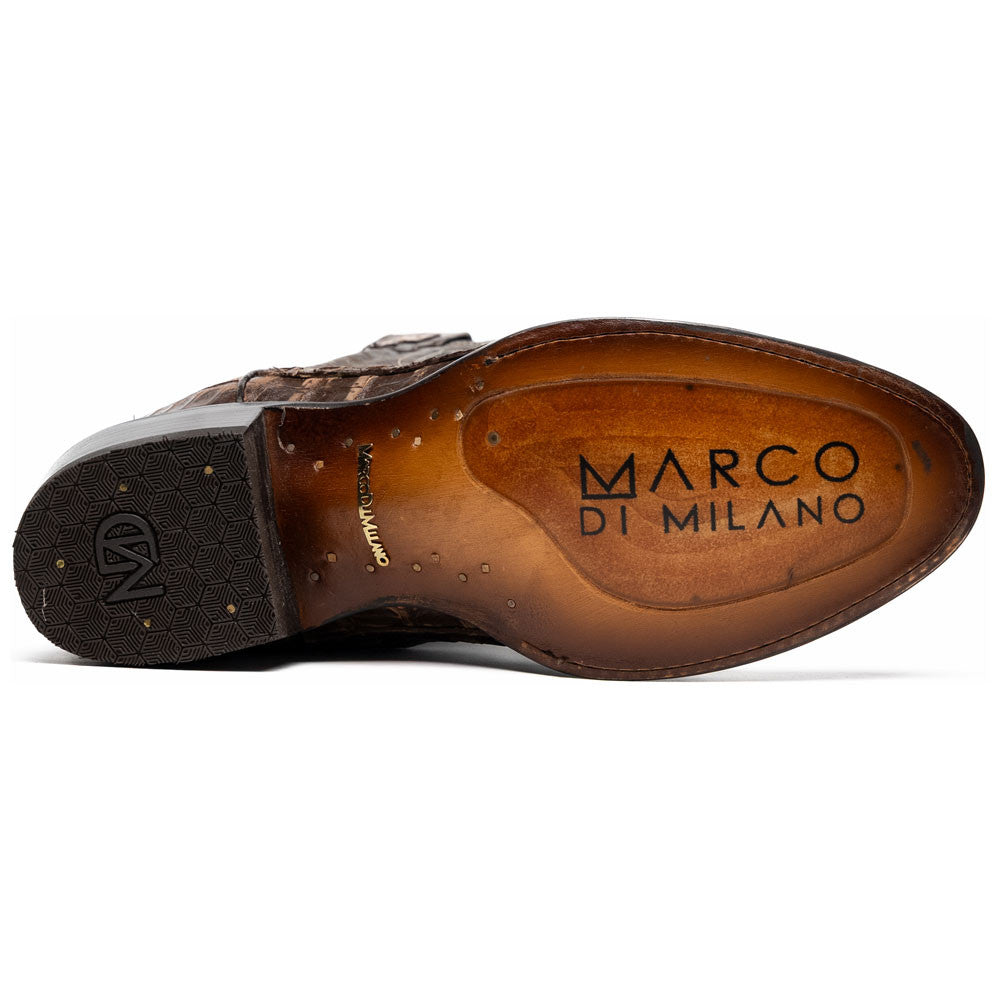 Phoenix Genuine Caiman Belly Skin Stone Brown Cowboy Boot | Marco Di Milano Western Boots