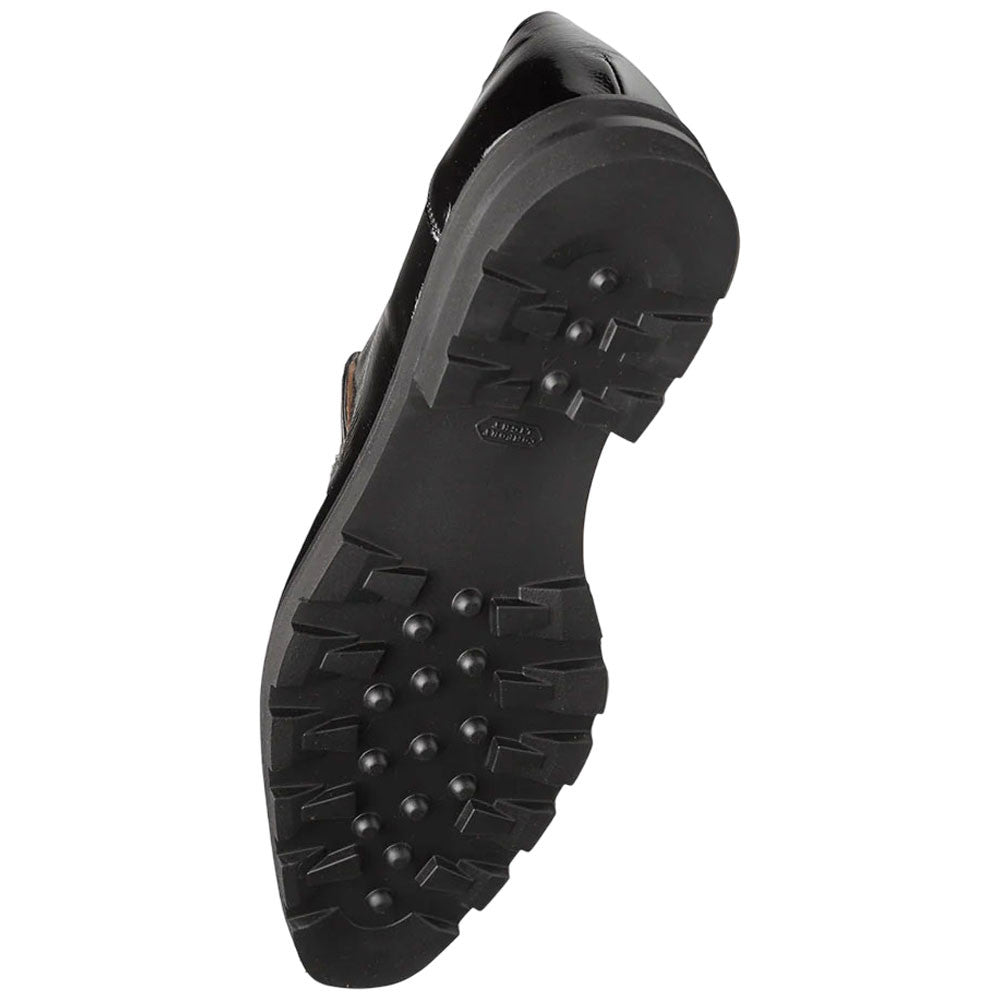 Valone Hi-Shine/Suede Lug Black Slip On | Mezlan Dress Loafers for Men