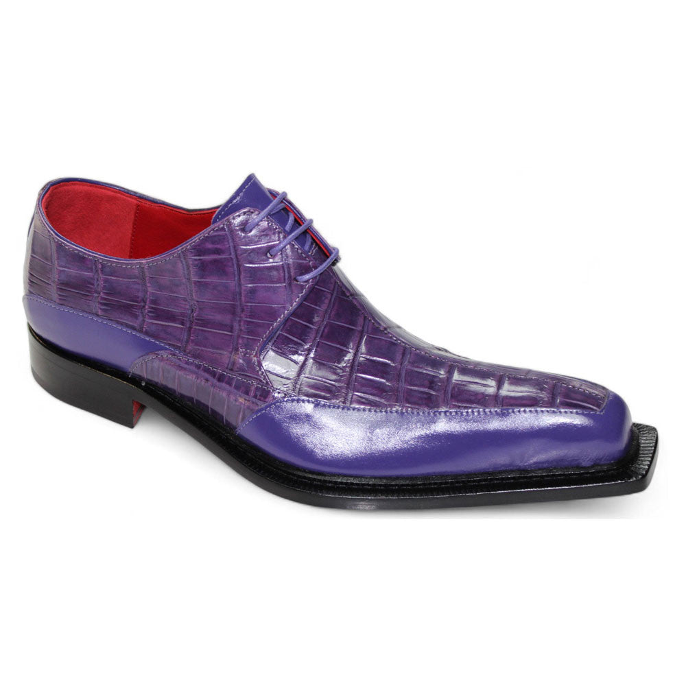 Fennix Frank Men's Purple Calf Leather/Alligator Exotic Oxfords Shoes