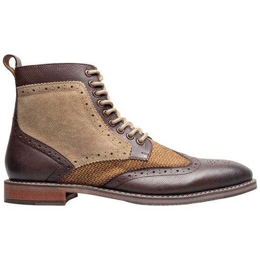 Stacy Adams Finnegan Wingtip Lace-Up Boot - Brown Tumbled