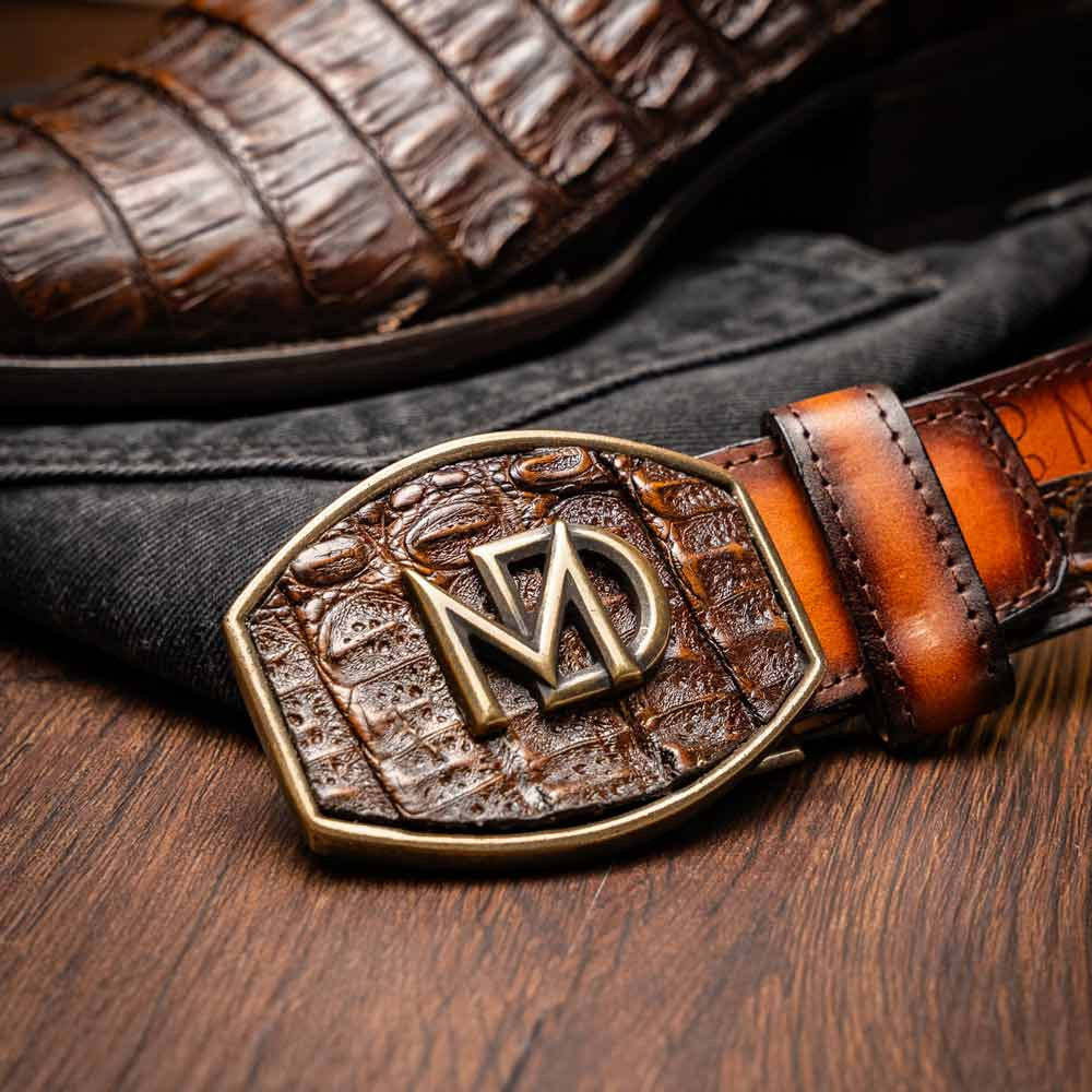 Phoenix Genuine Caiman Belly Skin Aged Brown Cowboy Boot | Marco Di Milano Western Boots