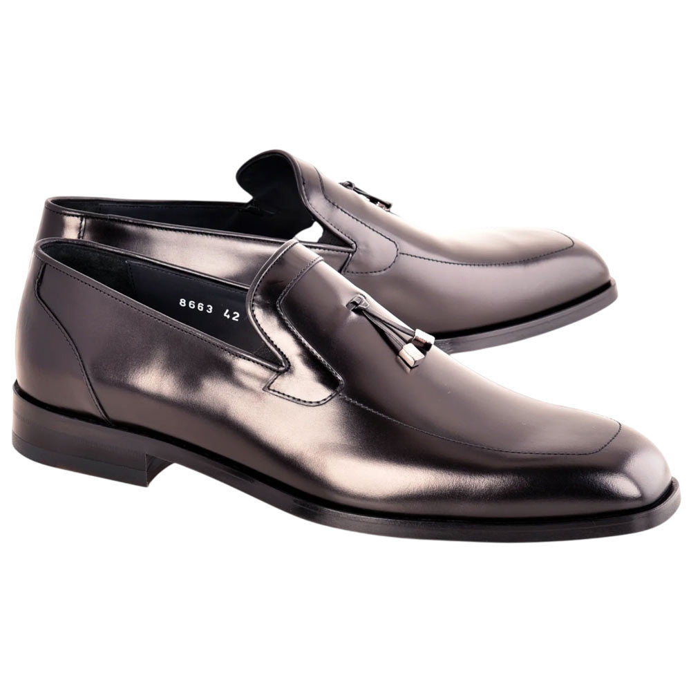 Corrente Men's Lux Leather Tassel Loafer - Black