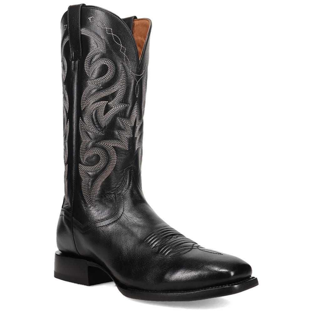 Dan Post Men’s Remington Black Leather Square Toe Western Cowboy Boots