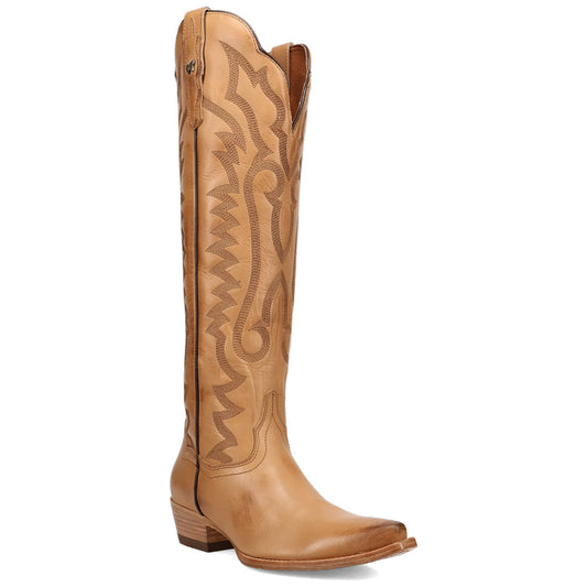 Dan Post Heartland Tan Leather Snip Toe Zipper Western Cowgirl Boots