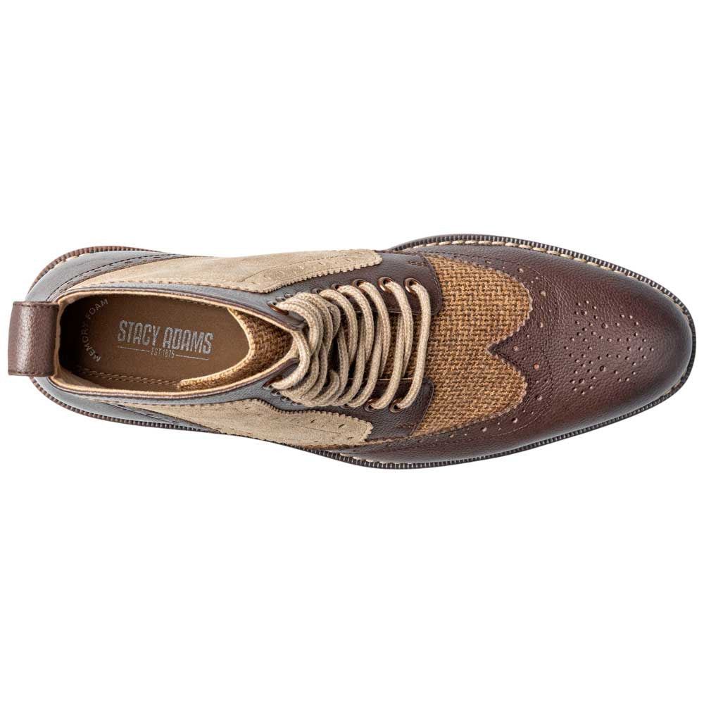 Stacy Adams Finnegan Wingtip Lace-Up Boot - Brown Tumbled