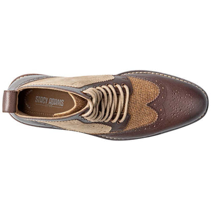 Stacy Adams Finnegan Wingtip Lace-Up Boot - Brown Tumbled