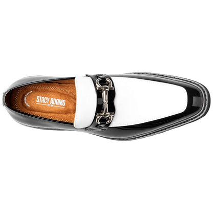 Stacy Adams Carabello Moc Toe Bit Slip-On - Black w/White