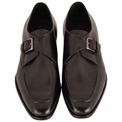 Corrente Men’s Black Monk Strap Cap Toe Premium Leather Shoes