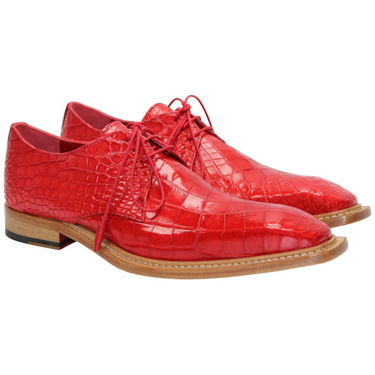Fennix of Italy Genuine Alligator Skin ROWAN Red Trendy Derby Shoe (US Men Size)