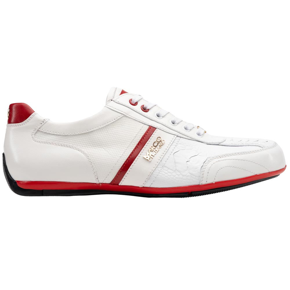 Marco Di Milano Portofino Ostrich Leg & Calf Sneaker - White