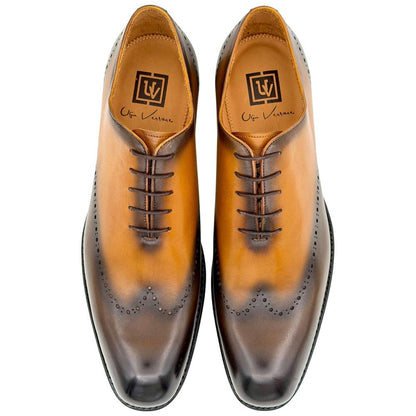 Ugo Vasare Williams Goodyear Welt Wholecut Toe Brown Caramel Dress Shoes