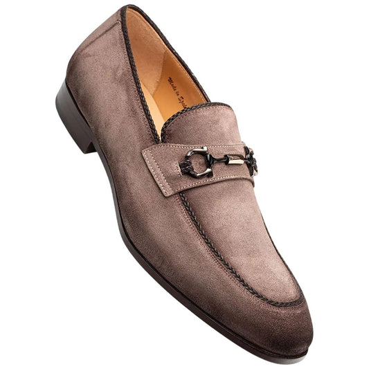 Mezlan Antelope Men's Taupe Suede Ornament Loafer - Handmade in Spain