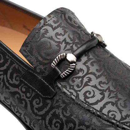 Mezlan Men's Alcaraz Laser-Embossed Bit-Saddle Slip-On in Black