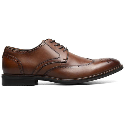 Stacy Adams Men’s Smooth Leather Wing Tip Brandy Oxfords Bennett