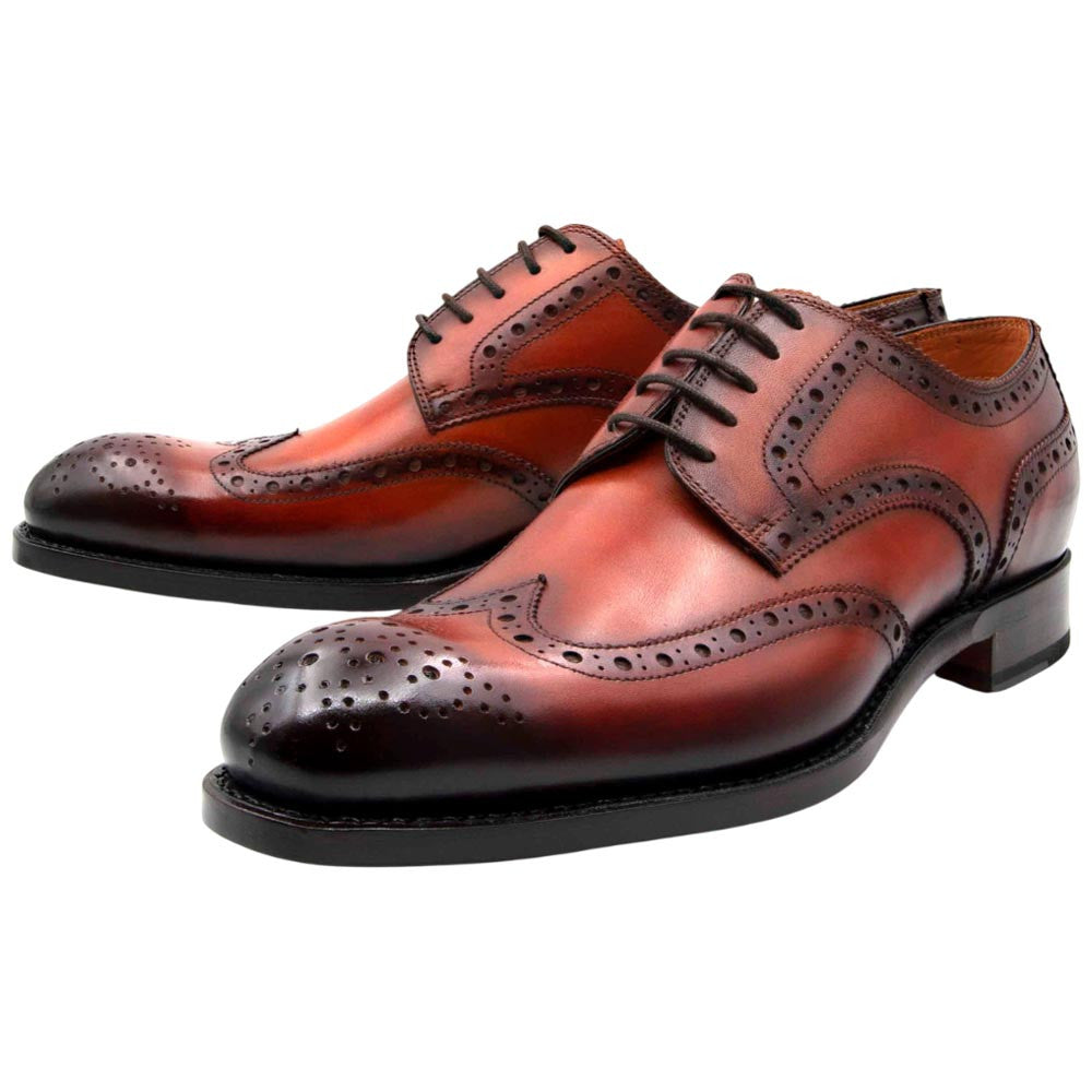 Ugo Vasare H and H Brogue Goodyear Welt Wingtip Bubble Toe Camel Dress Shoes