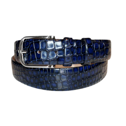 Corrente Navy Croco Print Matching Dress Leather Mens Belt