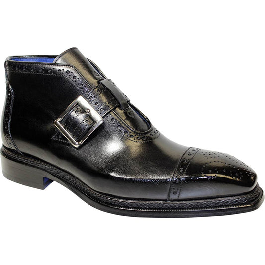 EMILIO FRANCO Aldo Black Leather Buckle Boots