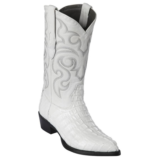Los Altos Men's White Genuine Caiman Tail Boots