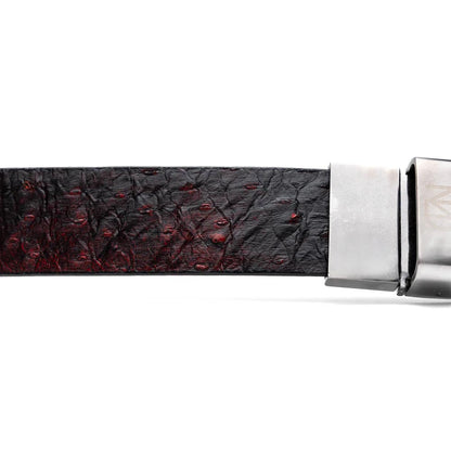 Domenico Men’s Genuine Exotic Ostrich Belts With Brushed Chrome Buckle | Marco Di Milano Exotic Belt in Cherry