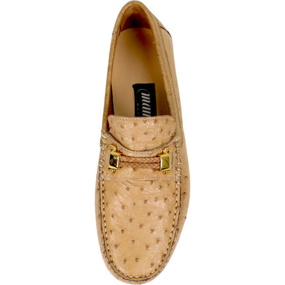 Mauri Sprinter Men's Dune Exotic Ostrich Horsebit Slip-On Driver Shoes