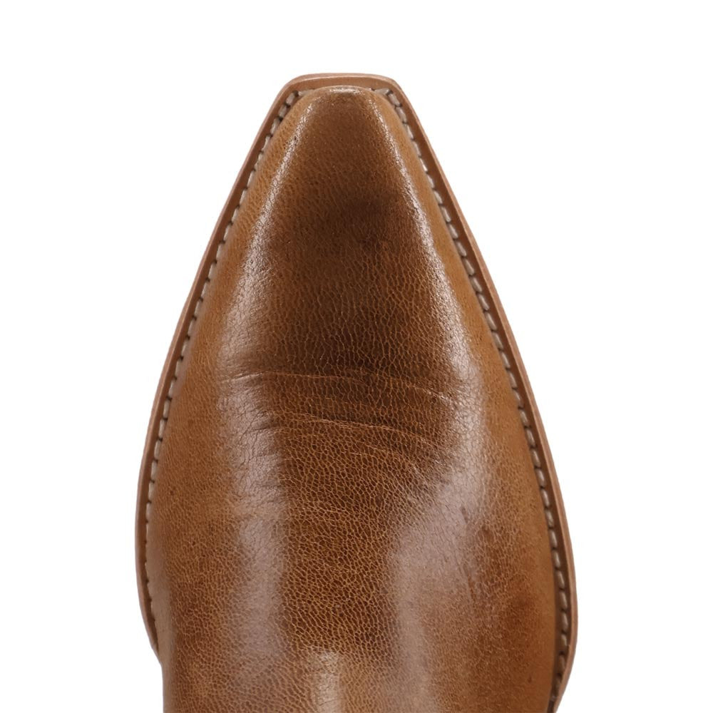 Dan Post Saffron Women's Whiskey Leather Western Bootie - 8" Shaft, Snip Toe