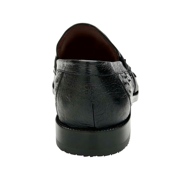 Belvedere Espada Men's Genuine Ostrich Split-Toe Penny Black Loafers