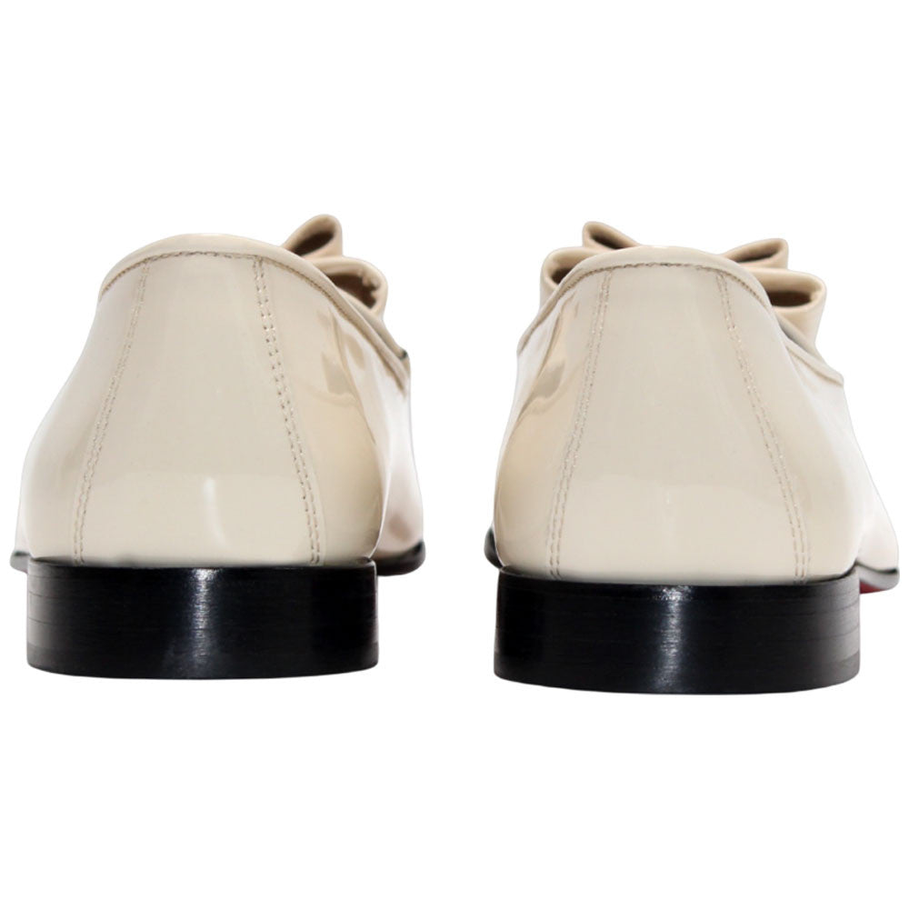 Amalfi Cream Velvet & Patent Leather Slip on | Duca Bow Dress Loafers