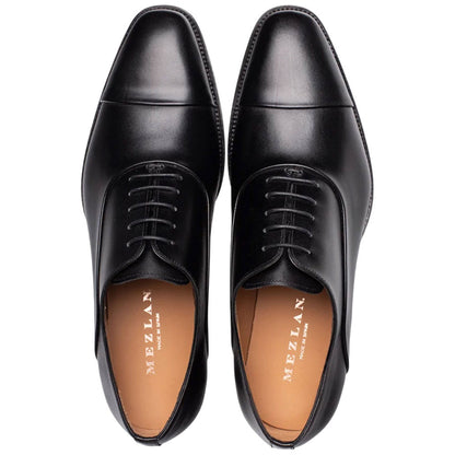 Mezlan Bocelli Cap Toe Oxford – Men's Black Calfskin Lace-Up, Made in Spain