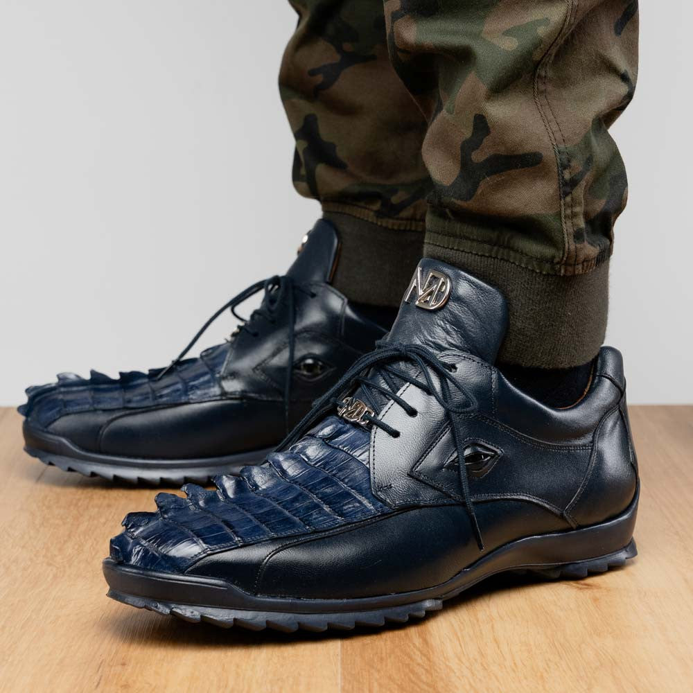 Marco Di Milano Udine Genuine Hornback Caiman & Calf Leather Sneaker – Navy
