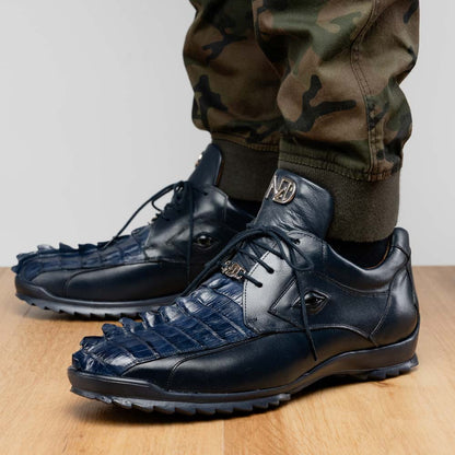 Marco Di Milano Udine Genuine Hornback Caiman & Calf Leather Sneaker – Navy