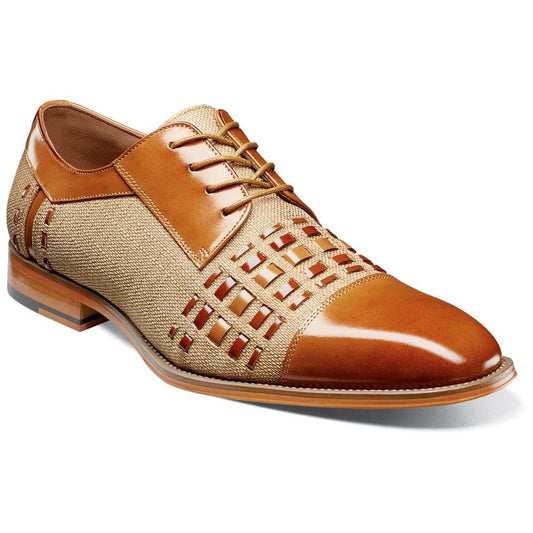 Stacy Adams Men’s Halstead Tan Multi Woven Cut Cap Toe Oxfords