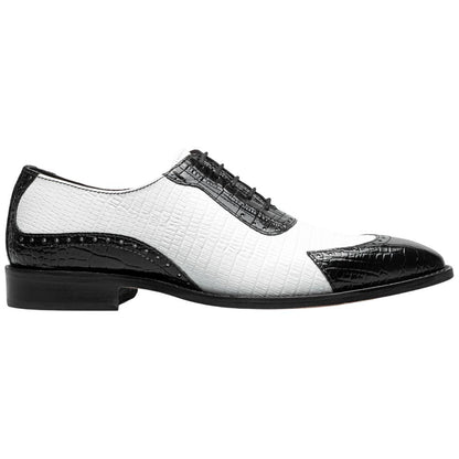 Stacy Adams Tarango Modified Cap Toe Black and White Oxford Shoes for Men