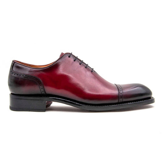 UGo Vasare Anthony Men’s Burgundy Cap Toe Shoes - Smooth Calf Leather Hand-Stitched in Style