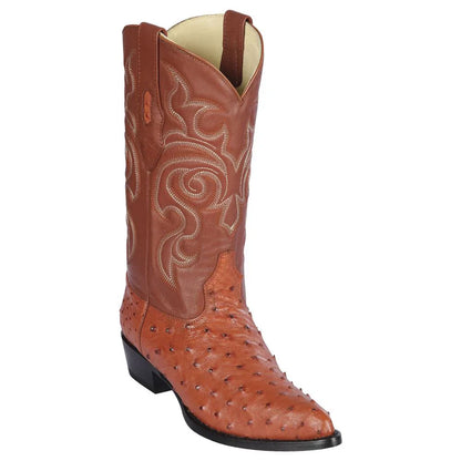 Los Altos Cognac J-Toe Genuine Ostrich