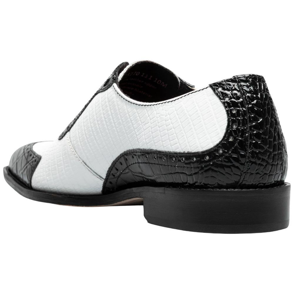 Stacy Adams Tarango Modified Cap Toe Black and White Oxford Shoes for Men