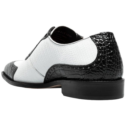Stacy Adams Tarango Modified Cap Toe Black and White Oxford Shoes for Men
