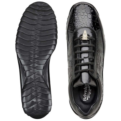 Belvedere Men’s Genuine American Alligator and Calf Black Sneaker - Coda