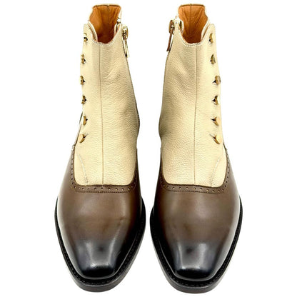 Ugo Vasare Liam Goodyear Welt Two-Tone Toe Brown/Beige Dress Boots