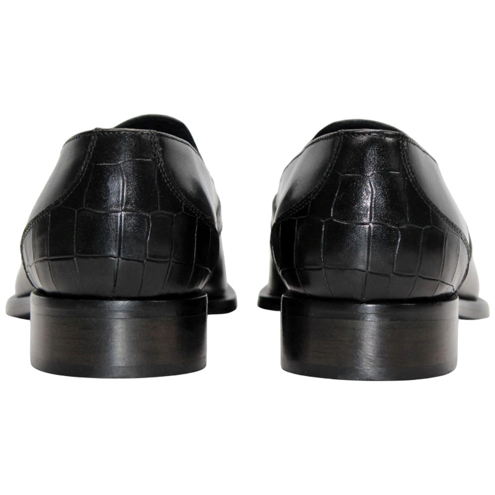 Duca Trento Men's Shoes - Black Crocodile Print - Calf-Skin Leather Slip-On