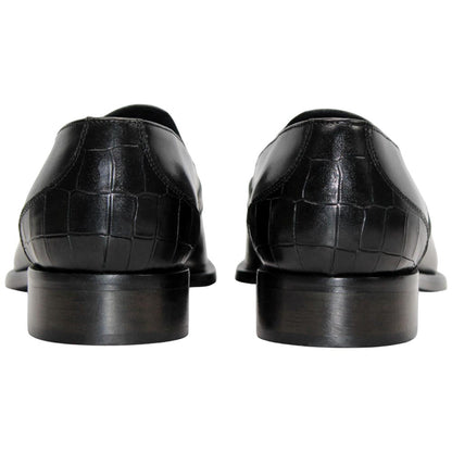 Duca Trento Men's Shoes - Black Crocodile Print - Calf-Skin Leather Slip-On