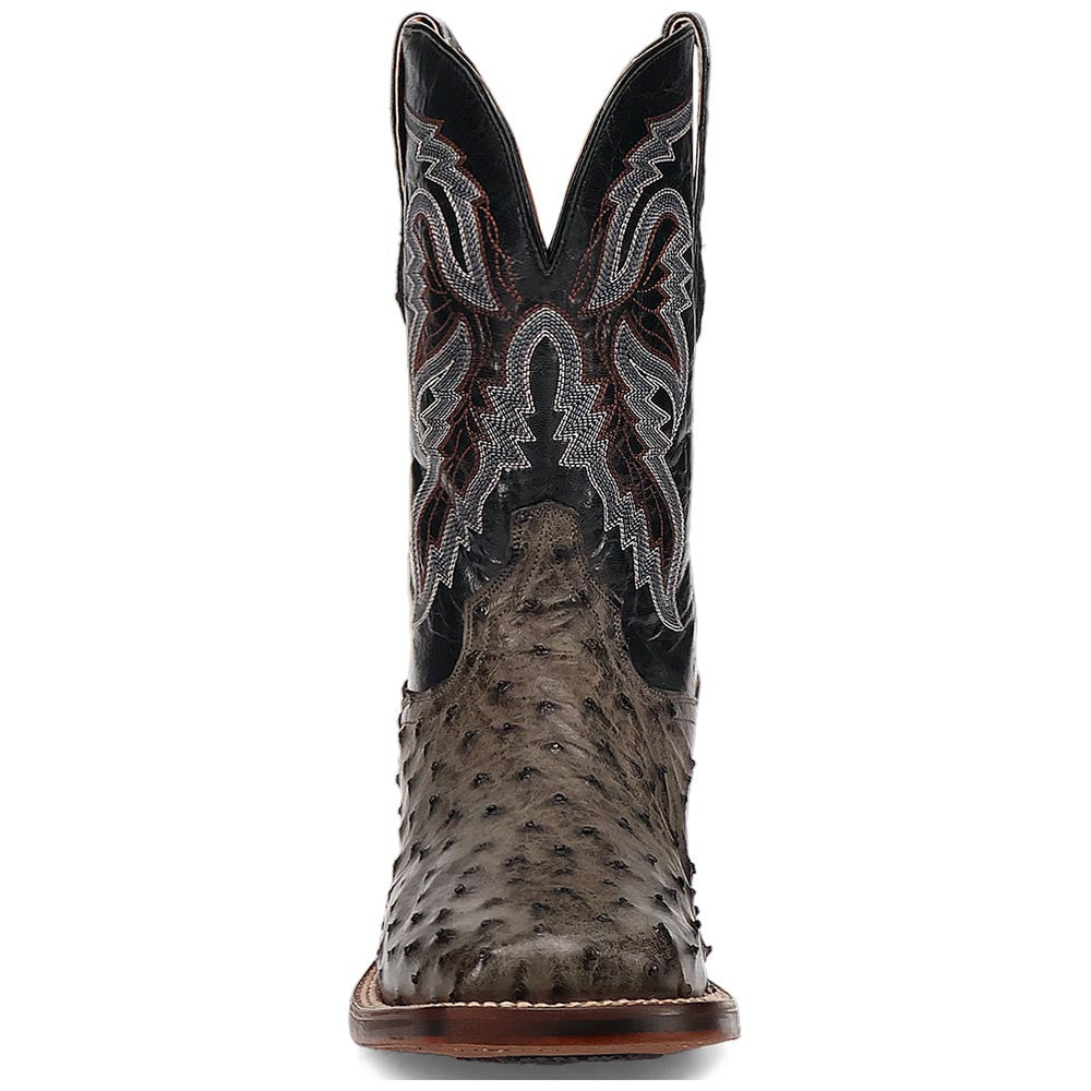 Dan Post Alamosa Grey Ostrich Quill Western Cowboy Leather Boots (USA Men Size)