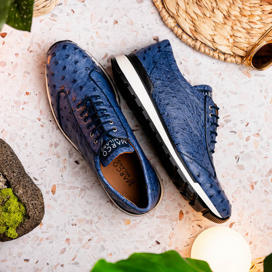 Marco Di Milano Scanno Antique Navy Ostrich Fashion Sneakers