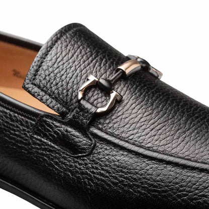 Marinelli Deerskin Ornament Black Moc Toe Slip On | Mezlan Dress Loafer for Men